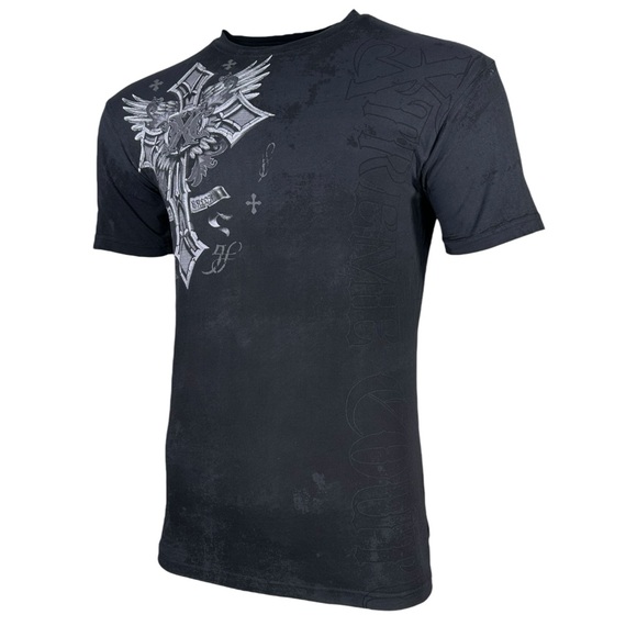 Xtreme Couture by Affliction Men's T-Shirt Brigadier Biker Cross Y2K S-5XL - Picture 5 of 7